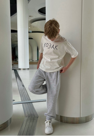 Children's white oversize "КОЗАК" T-shirt